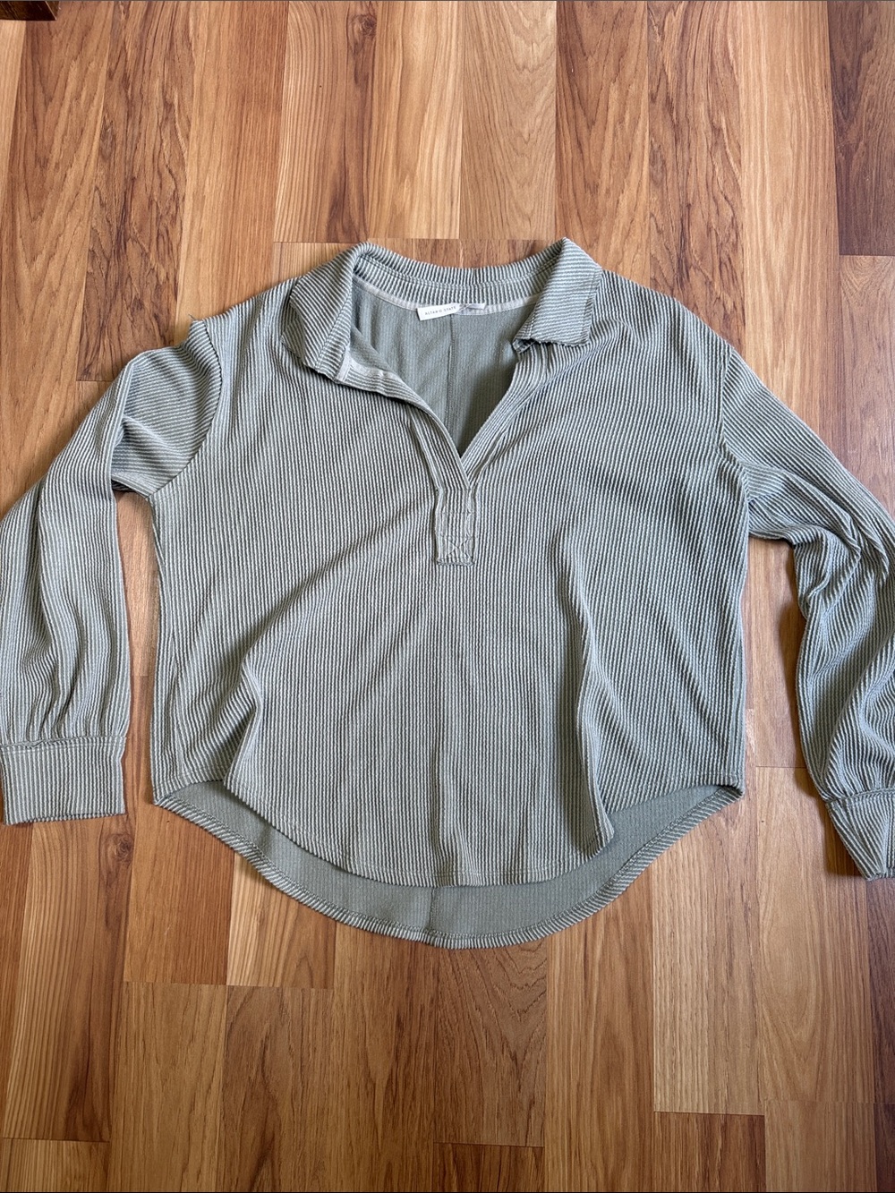 Altar'd State Ribbed Henley Top in Sage